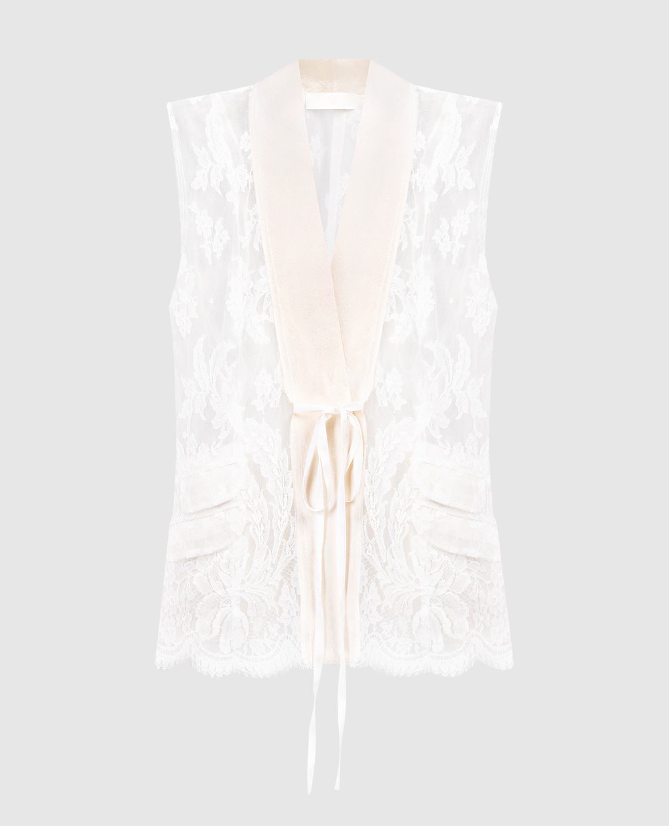 White silk blouse with lace