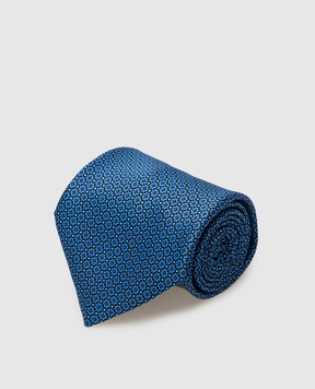 Stefano Ricci Синий шелковый галстук в узор CH43028