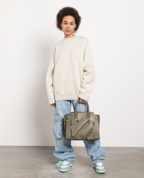 Off-White Бежевий светр з фактурним візерунком OWHE093S23KNI001