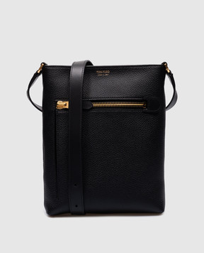 Tom Ford Черная кожаная сумка через плечо с принтом логотипа H0511LCL244G