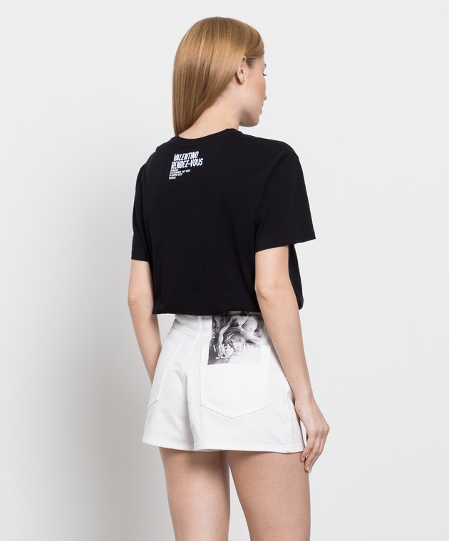 Valentino Чорна футболка з брендованим принтом XB0MG17I75J зображення 4