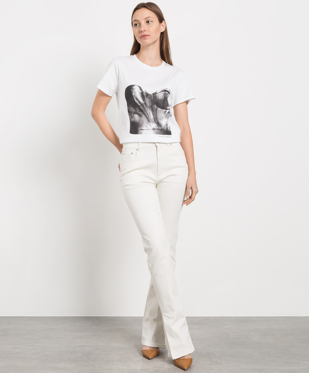 Alexander McQueen White t-shirt with bustier print 735039QZAHZ изображение 2