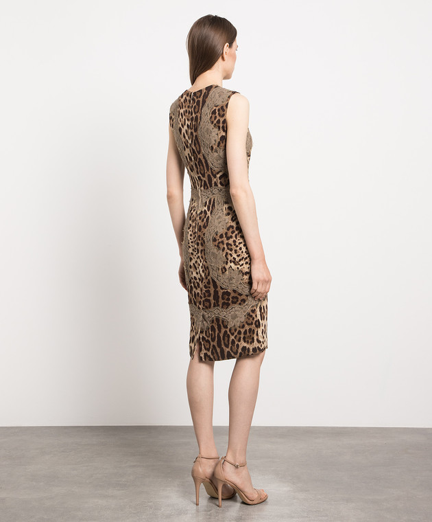 Dolce&Gabbana Brown dress in leopard print with lace F6EW6TFSAJA image 4