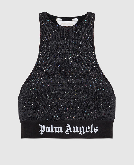 Black top Soiree with logo in sequins