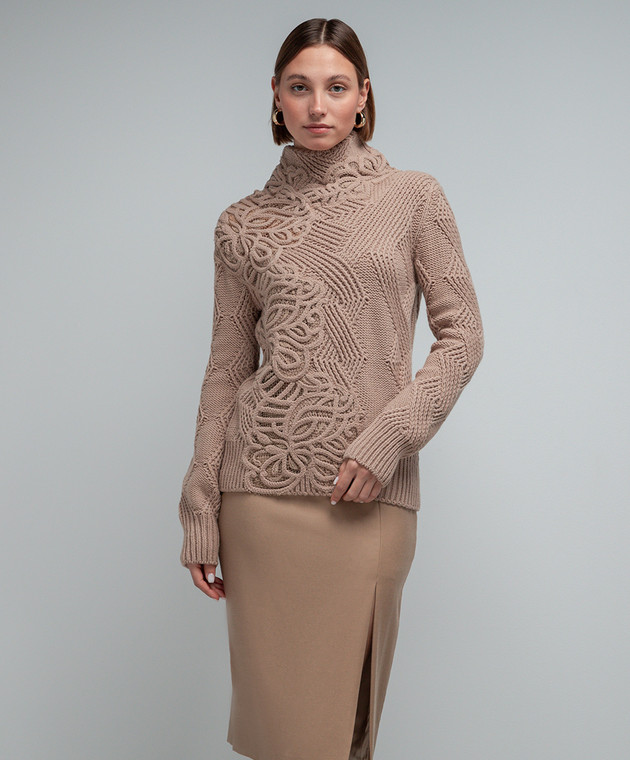 Ermanno Scervino Brown sweater in a textured pattern D435M745APHSK image 3