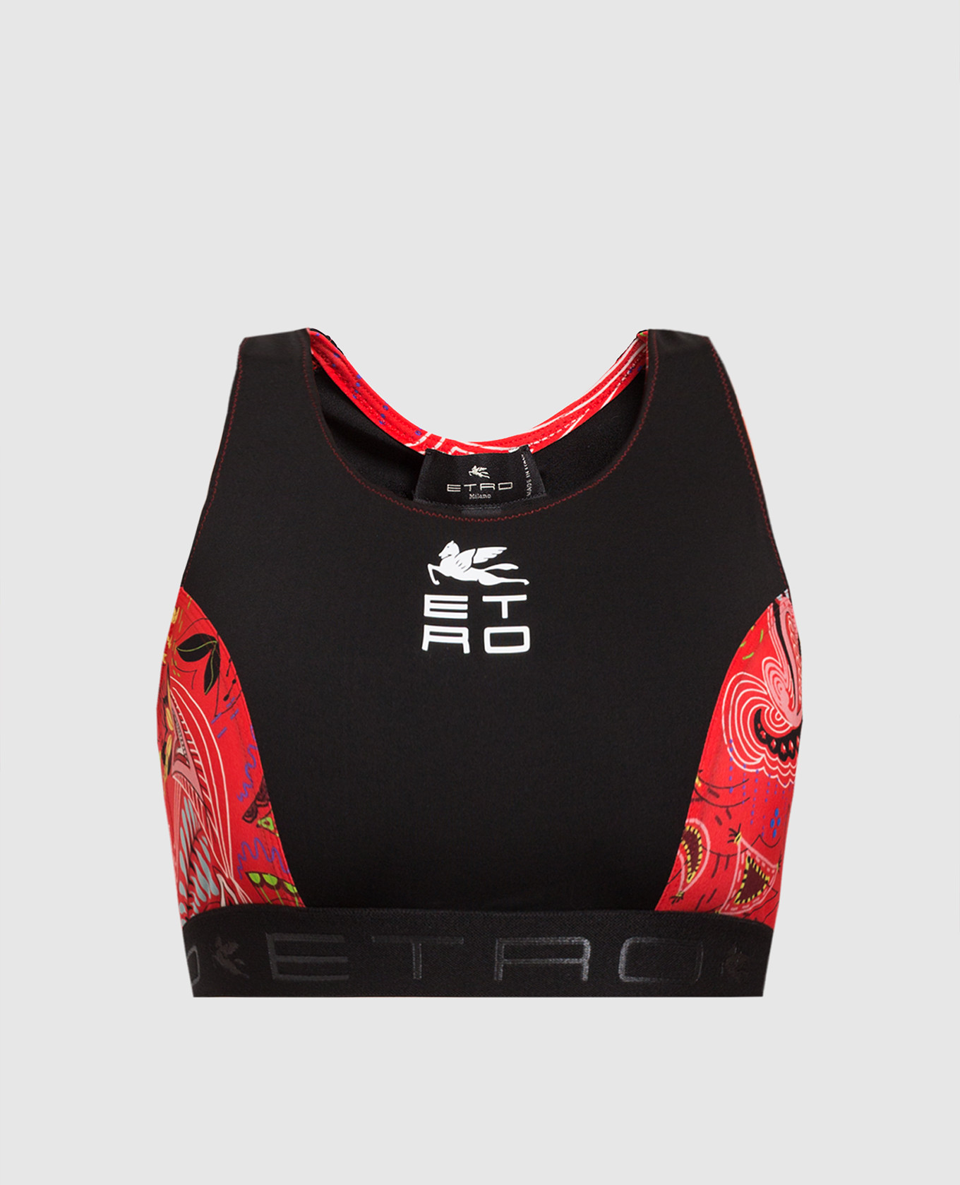 

Топ с этническим принтом, Черный, Топы