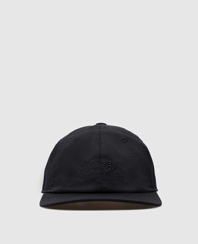 Maison Margiela MM6 Чорна кепка з вишивкою логотипа SH0TC0002S78611