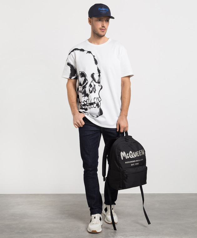 Alexander McQueen White t-shirt with a contrasting Watercolor Skull print 727274QUZ15 изображение 2
