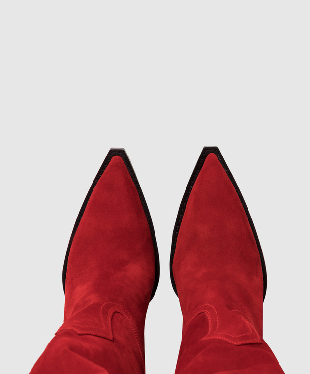 Paris Texas Holly Dakota red suede ankle boots with crystals PX961XVRCH image 4