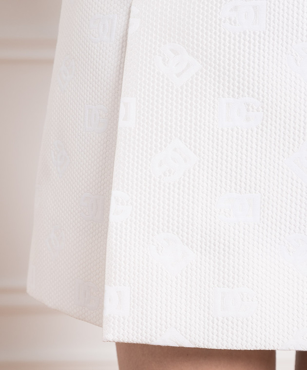Dolce&Gabbana White mini skirt with DG monogram pattern F4CEATFJTBP изображение 5