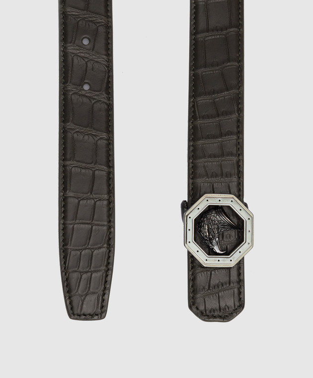 Stefano Ricci Children's black crocodile leather belt with logo Y301CSC502U image 2