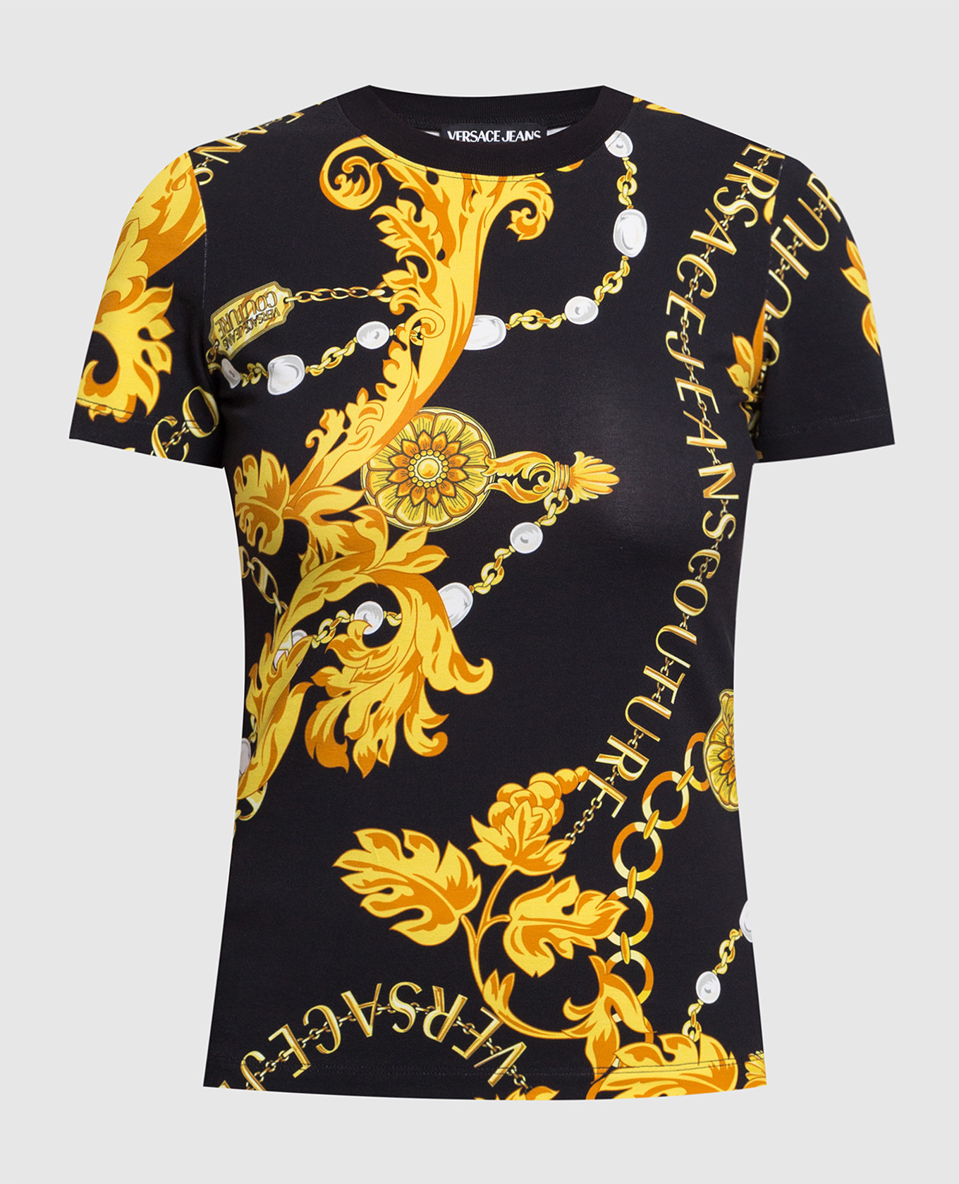 

Черная футболка в принт Chain Couture, Черный, Футболки