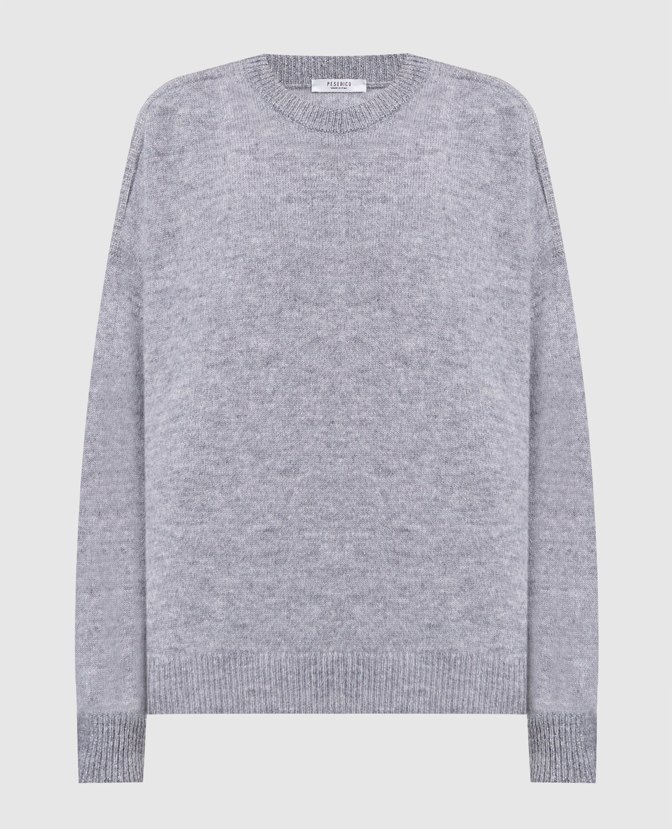 Gray wool, silk and cashmere sweater