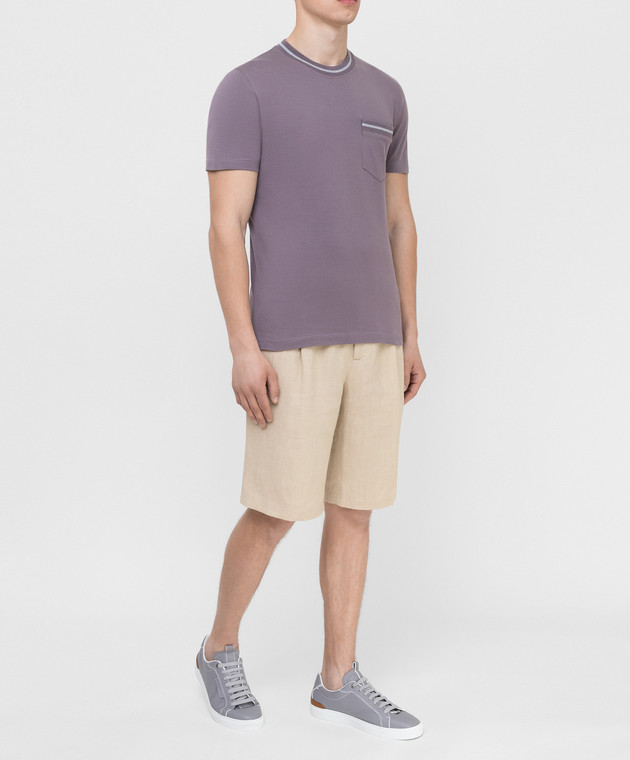 Brunello Cucinelli Светло-бежевые шорты из льна MH215W0250 изображение 2