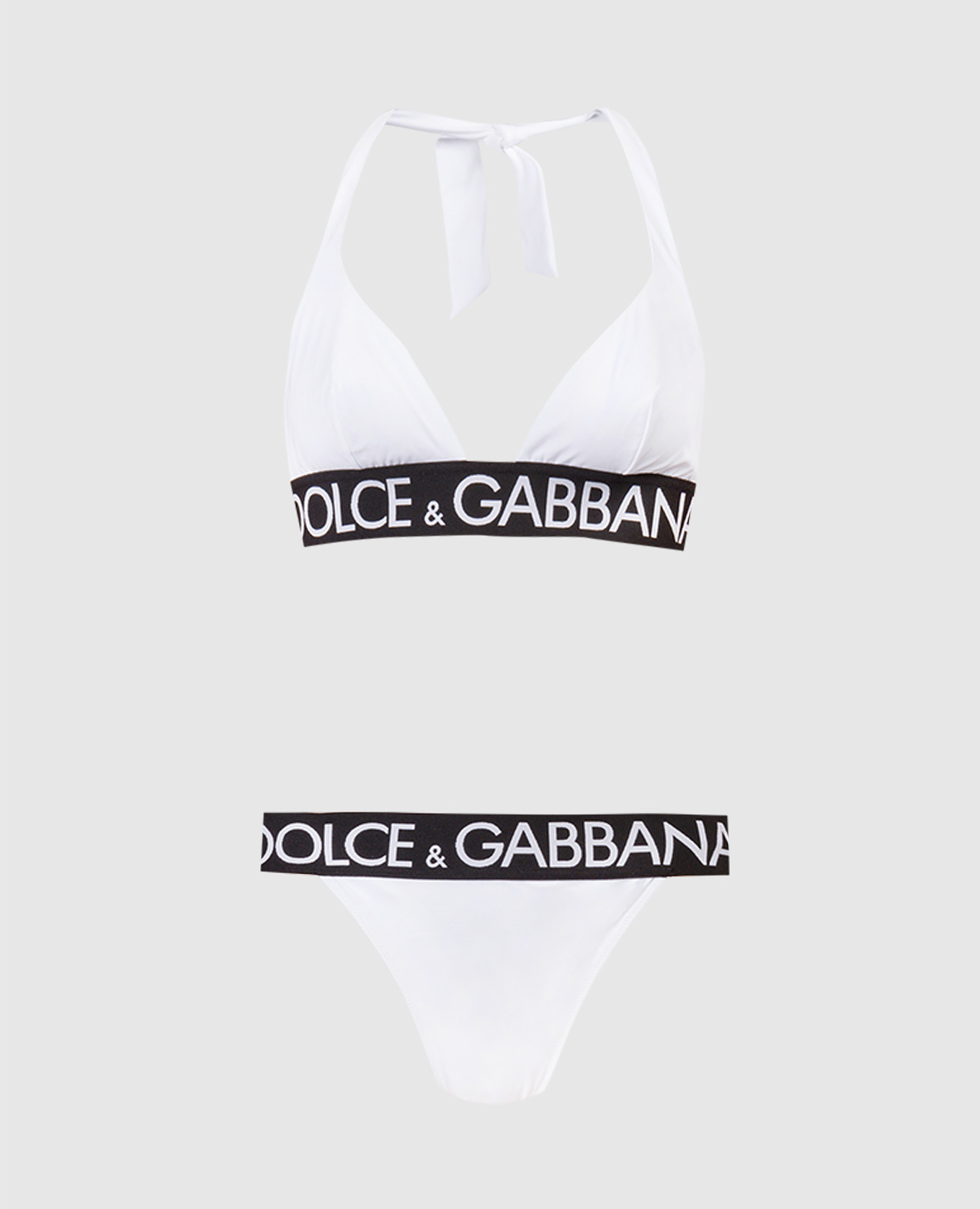White swimsuit with contrasting logo