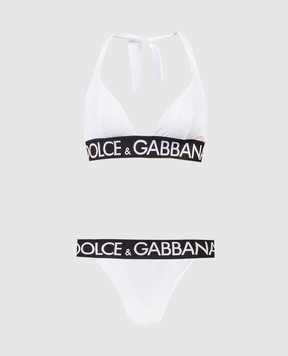 Dolce&Gabbana Білий купальник з контрастним логотипом O8B67JONP71