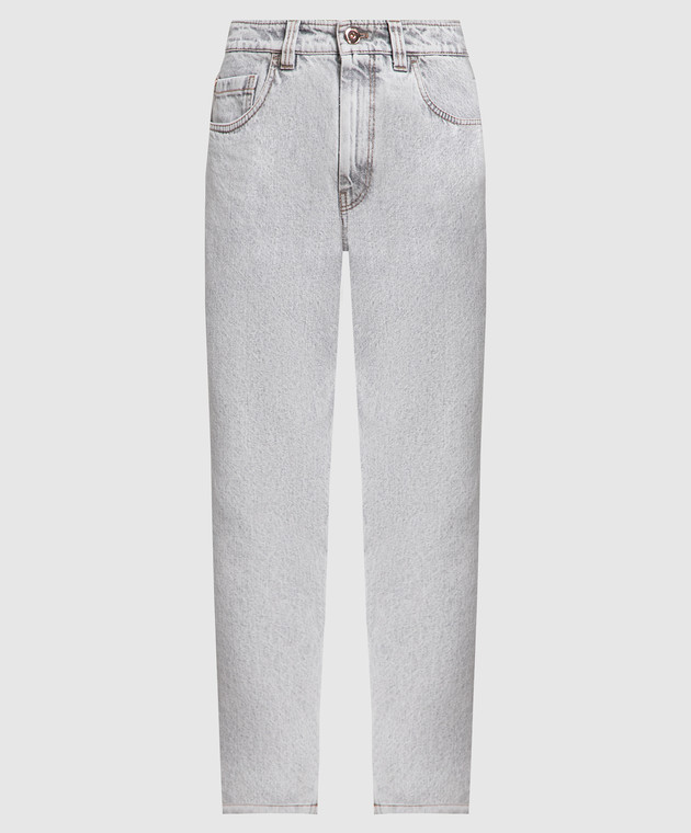 Brunello Cucinelli Gray jeans with monil chain MP095P5732