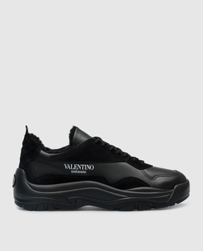 Valentino Чорні шкіряні кросівки з логотипом 3Y2S0B17IZA