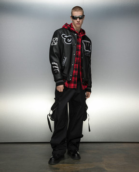 Off-White Червона сорочка в клітинку з вишивкою логотипа OMGE031C99FAB001