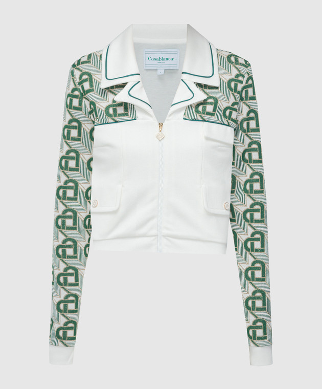 Casablanca White short jacket with Heart Monogram pattern WF23JTP19301
