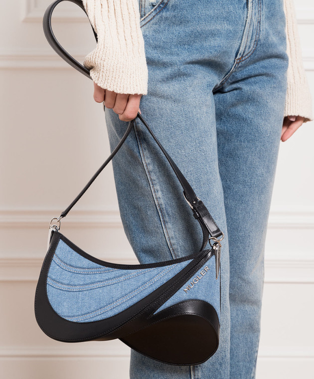 Small denim Spiral Curve 01 bag - Mugler fashion official