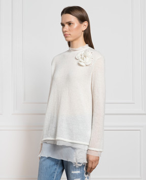 Ermanno Scervino Белый джемпер с аппликацией D432L322ODX