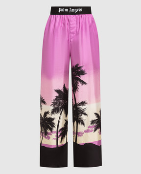 Palm Angels Розовые брюки с принтом Sunset PWCA110S23FAB001