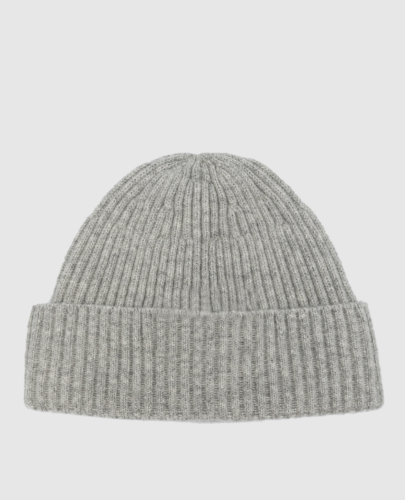 Gray ribbed cashmere hat