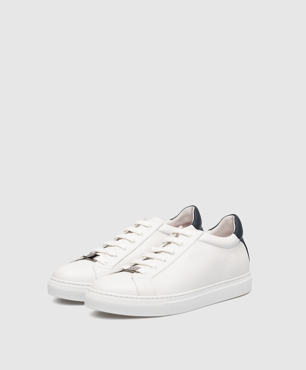ISAIA White leather sneakers with logo SNVB15CALFB изображение 3