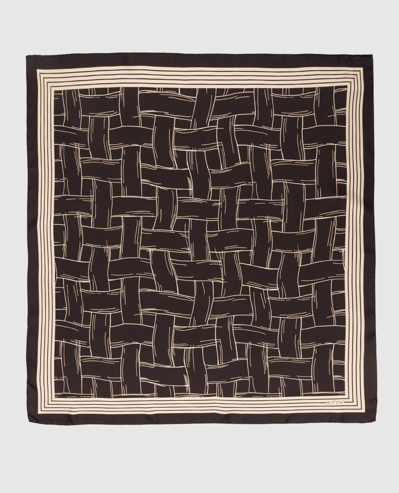 Шелковый коричневый платок Donna в геометрический узор