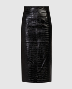 Helmut Lang Черная кожаная юбка с тиснением под кожу крокодила N06HW305