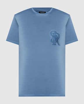 Stefano Ricci Голубая футболка с вышивкой логотипа MNH4103000