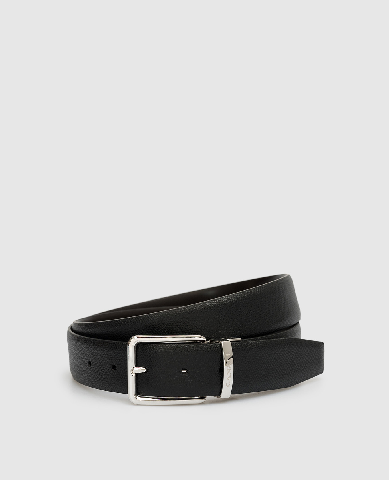 Double-sided leather belt with logo