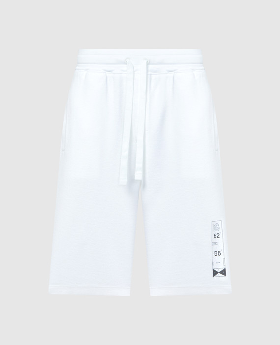White Bermuda shorts with logo print