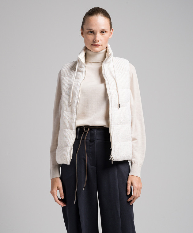 Peserico Бежевый пуховый жилет с пайетками S03312F05Z6953B изображение 3