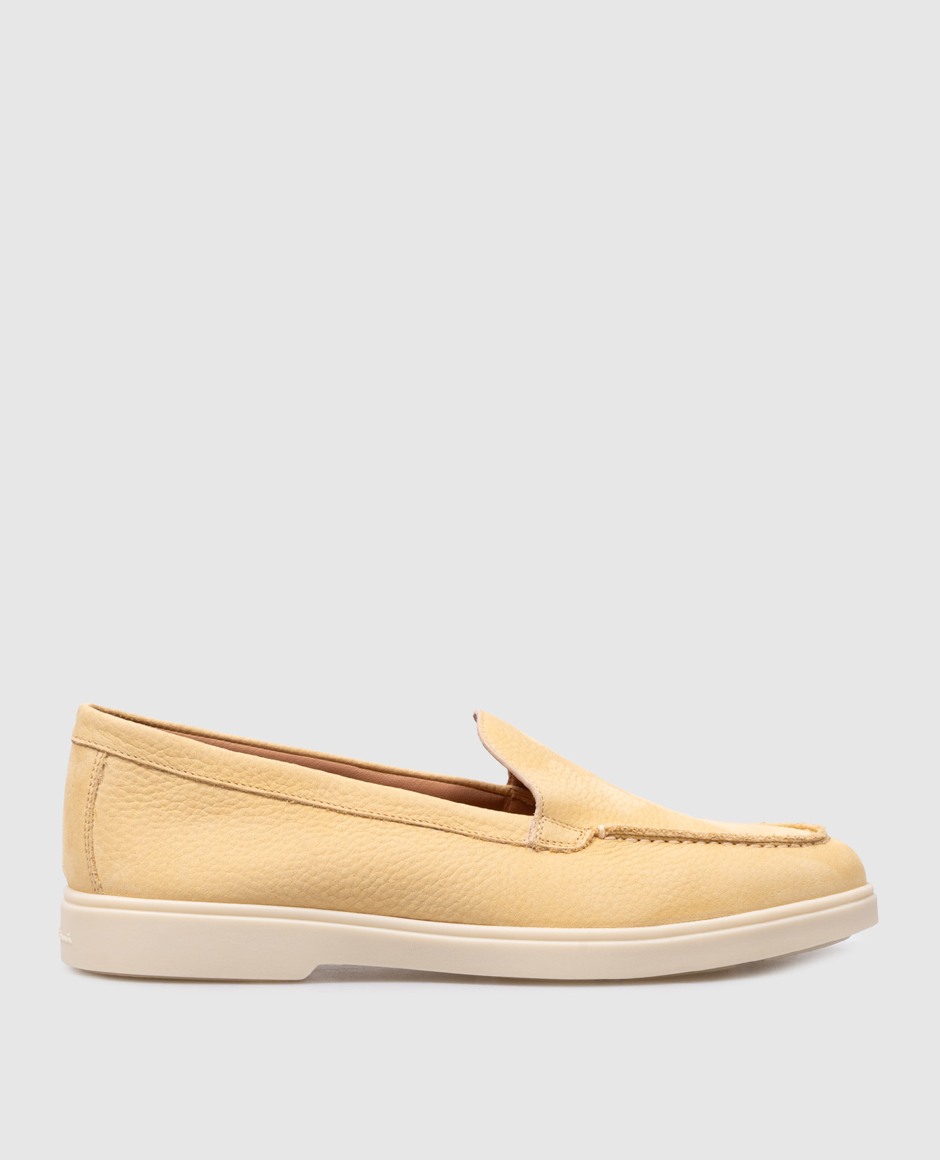 Yellow leather loafers with logo
