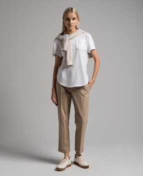 Brunello Cucinelli Белая футболка с цепочкой мониль M0T81EH900