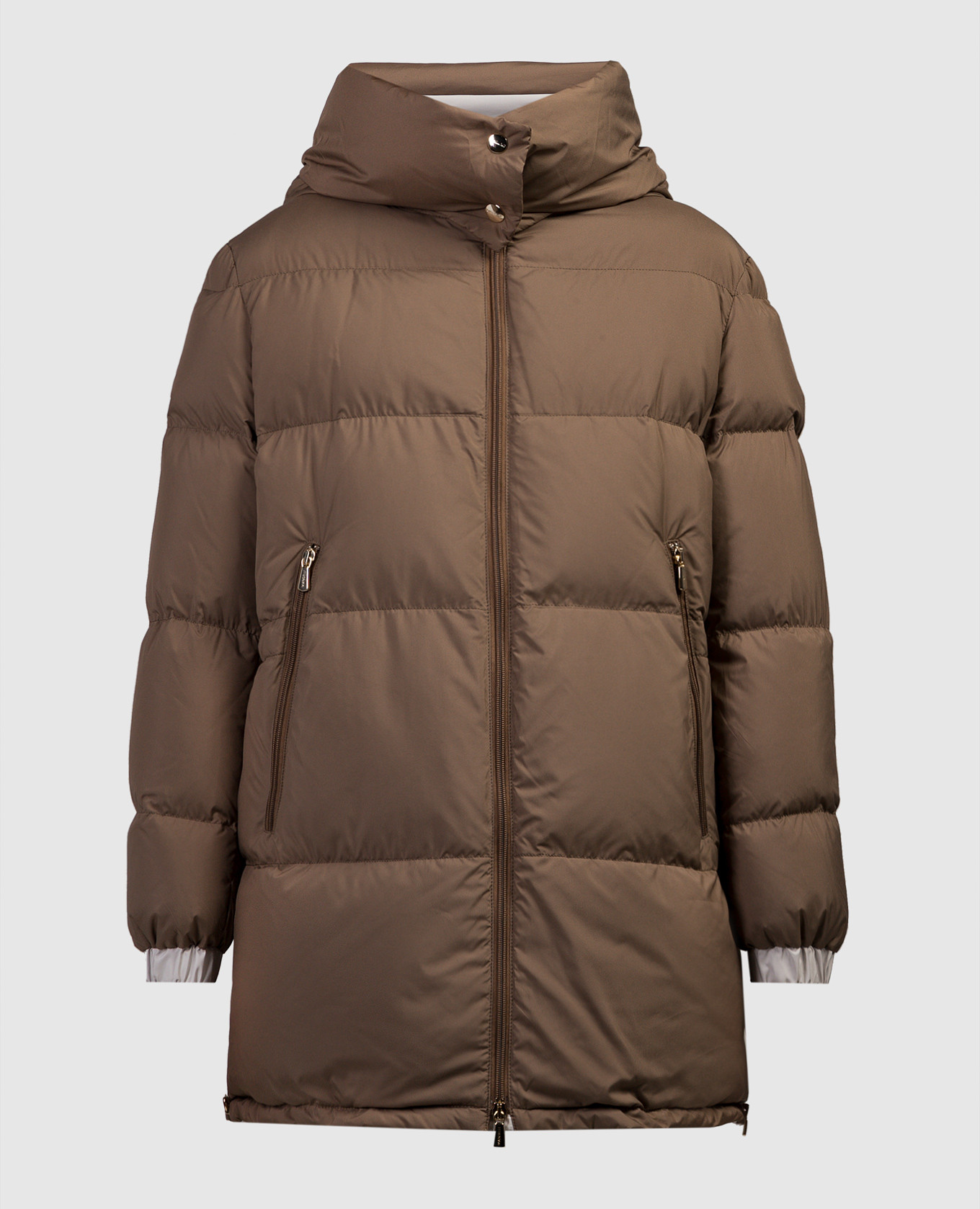 Brown quilted down jacket