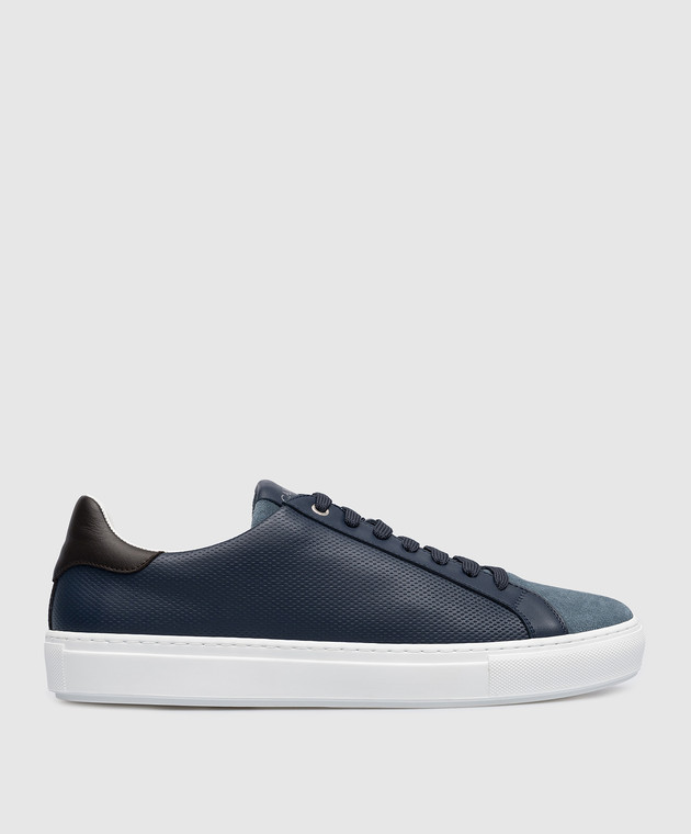 Canali Blue leather sneakers with logo RB00790191233