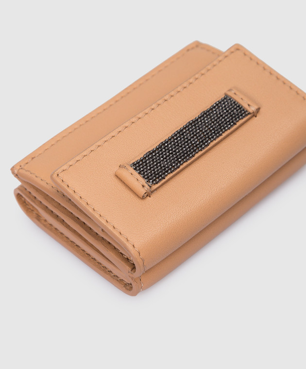 Brunello Cucinelli Світло-коричневий шкіряний гаманець із моніллю MWRLD2405 зображення 4