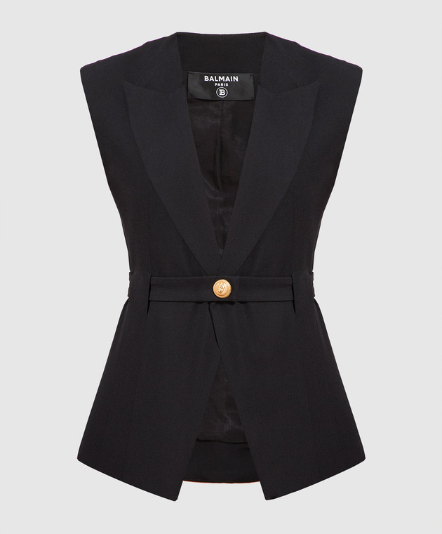 Balmain Black vest made of wool AF1SA141WB05