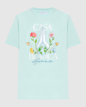 Casablanca Голубая футболка Gratitude из органического хлопка с принтом. WF23JTS00207