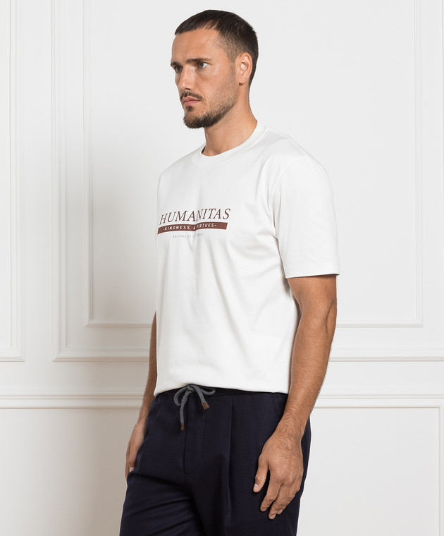 Brunello Cucinelli Белая футболка с принтом логотипа M0T718462 изображение 3