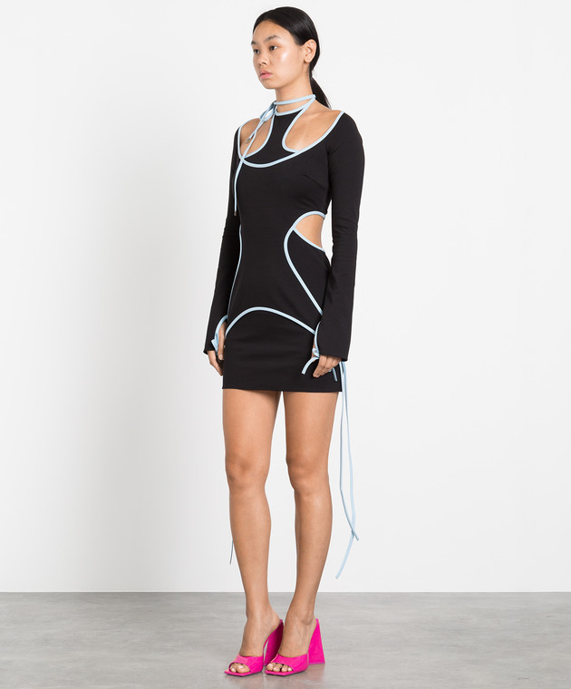 The Attico Чорна сукня міні Greta із зав'язками 227WCA119C054 зображення 3