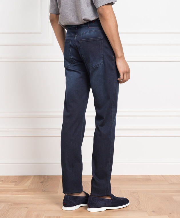 Kiton Темно-сині джинси з вишивкою логотипу UPNJSJ0772A зображення 4