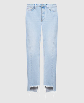 Off-White Голубые джинсы с эффектом потертости OWYA053S23DEN001