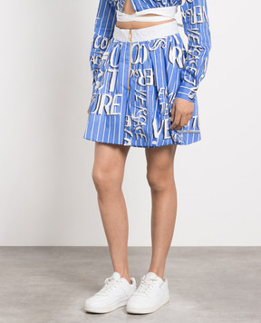 Versace Jeans Couture Сині шорти-спідниця в принт Doodle з логотипом 74HAD102NS201