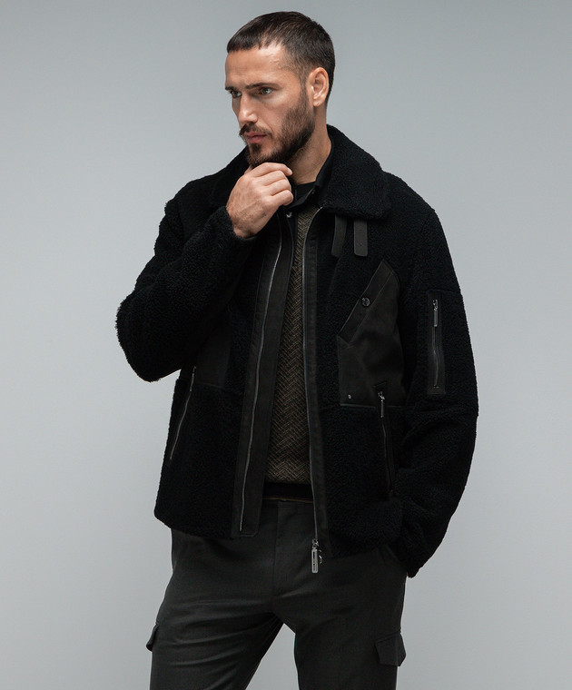 Stefano Ricci Black leather jacket with fur M7J3300170LACONY image 3