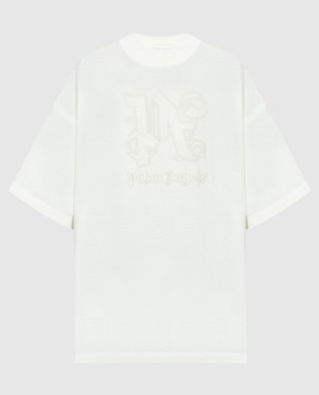 Palm Angels Бежева футболка Statement з вишивкою логотипа PWAA017R24JER001