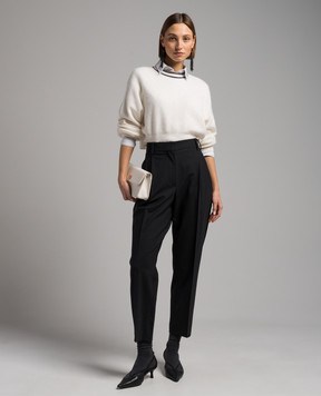 Brunello Cucinelli Серые брюки с шерстью цепочкой мониль из эколатуни M0W07P8308